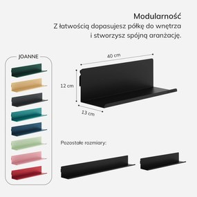 Półka wisząca JOANNE 400 mm, czarna