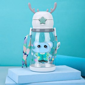 Dziecięca butelka plastikowa ze słomką ELEPHANT 600 ml