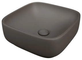 Umywalka ceramiczna nablatowa kwadratowa brązowa bez otworu na baterię 40x40 cm UNO 2 Mokka Matt