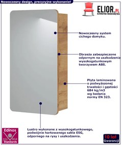Szafka łazienkowa z lustrem Zeftox 12X - dąb craft