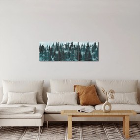 Obraz - Zwierzęta w lesie (z zegarem) (90x30 cm)