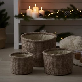 Zestaw okrągłych koszy do przechowywania, 3 szt.