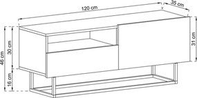 Szafka RTV na płozach Enjoy 120 cm z półką i szufladą, kaszmir mat