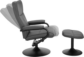 Szary fotel wypoczynkowy z imitacji skóry z podnóżkiem Istad – Støraa