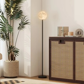 HOMCOM Lampa podłogowa z kloszem w kształcie księżyca, przełącznik nożny, 3 temperatury barwowe, metal, czarna