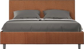 Łóżko bez stelaża tapicerowane 160x190 tkaniny Labirinto 04 Pomarańczowy Adele