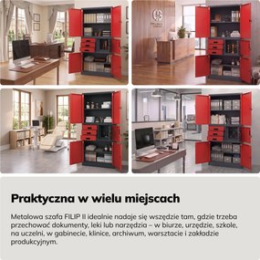 Szafa biurowa metalowa z sejfem antracytowo-czerwona, 900x1850x400 mm: FILIP II