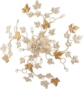 Edera lampa sufitowa z lakierowanego żelaza w kolorze kości słoniowej, dekor stare złoto i kryształki, klasyczny styl, 4 światła, Ø60 cm