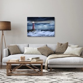 Obraz na szkle - Latarnia morska na klifie (70x50 cm)