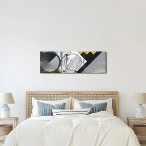 Obraz - Teksturowany kolaż (z zegarem) (90x30 cm)