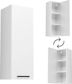 Szafka Wisząca Łazienkowa 30cm Słupek Półki Wąska Regał Zamykany Biała