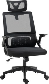 Vinsetto Fotel Biurowy Obrotowy Regulowany z Podparciem Głowy 58x61x119cm Czarny | Aosom PL