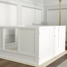 PawHut Kojec dla Szczeniąt dla Małych i Średnich Ras Psów, Biały z Regulowanym Wejściem i Antypoślizgowymi Podkładkami