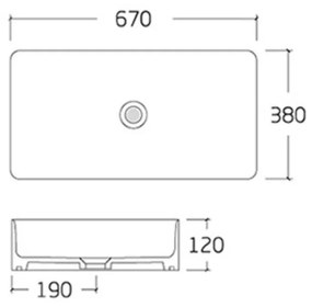 Umywalka ceramiczna nablatowa prostokątna ryflowana biała 67 x 38 cm LAMI