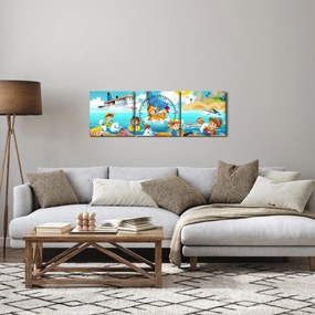 Obraz - Dzień na plaży (z zegarem) (90x30 cm)