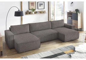 Ciemnoszary sztruksowy rozkładany narożnik (w kształcie litery U) Nihad – Bobochic Paris