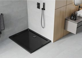 Mexen Flat brodzik prostokątny slim 120 x 100 cm, czarny, syfon czarny - 40701012B