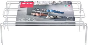 Zestaw 2 białych półek na buty ze stali nierdzewnej Metaltex Cipok