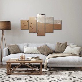 Obraz - ślady stóp na piasku i morzu (125x70 cm)