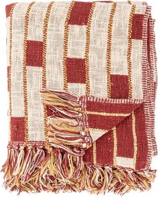 Czerwono-beżowy koc z mieszanki bawełny 130x160 cm Cang – Bloomingville