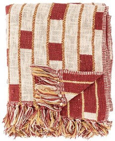 Czerwono-beżowy koc z mieszanki bawełny 130x160 cm Cang – Bloomingville