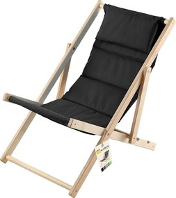 KADAX Leżak plażowy z poduszką Troia, czarny