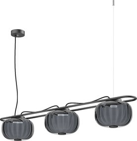 Lampa sufitowa KRISTA w stylu klasycznym - 2x LED SMD AC 10W - 2490lm i 2700K - klosz szklany ø24 cm x wys. 130 cm - Stalowo-niebieski - IP20