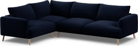 Ciemnoniebieski aksamitny narożnik (lewostronny/w kształcie litery L) Naomi – Micadoni