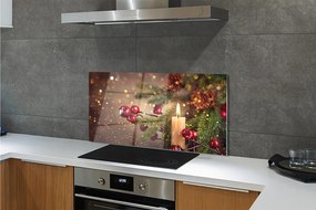 Panel szklany do Kuchni Świeca wśród Szyszek i Gałązek