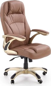 Ergonomiczny jasnobrązowy fotel obrotowy z ekoskóry M3-L12