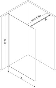 Mexen Kioto-X ścianka prysznicowa Walk-in 60 x 200 cm, grafit 10 mm, czarna - 800-060-101-70-40-X