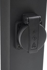 Lampa zewnętrzna czarna z kolcem do ziemi i dławikiem kablowym 65 cm z gniazdem IP44 - Baleno