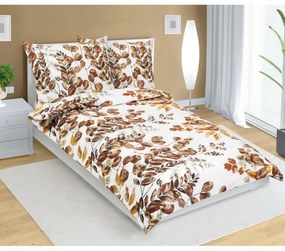 Bellatex Pościel bawełniana Listowie brązowy, 140 x 220 cm, 70 x 90 cm, 140 x 220 cm, 70 x 90 cm