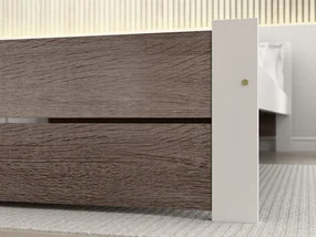 Łóżko IKAROS DOUBLE 180 x 200 cm, biały/dąb truflowy Stelaż: Ze stelażem listwowym rolowanym, Materac: Materac Somnia 18 cm