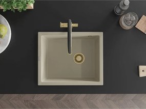 Mexen Pedro zlewozmywak granitowy 1-komorowy 560 x 460 mm, beżowy, syfon złoty - 6508561000-69-G