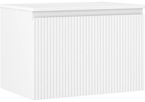 Mexen Rivel szafka łazienkowa podumywalkowa 70 cm z blatem, 1 szuflada, ryflowana , biała mat - 91A20-07047-1-BFC01