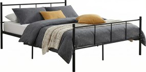 Czarne metalowe łóżko małżeńskie 180x200 cm P4-A58