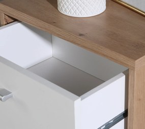 Wąska komoda z 2 szufladami i szafką Best Chest 211, biały/dąb artisan