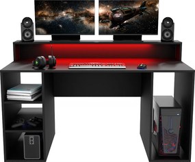 Biurko gamingowe z półkami i nadstawką Enigma 150x70 cm