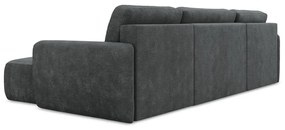 Ciemnoszary narożnik rozkładany z tkaniny szenilowej ze schowkiem (w kształcie litery U) Lilo – Makamii
