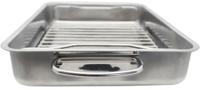 Elo 53434 Basic brytfanna ze stali nierdzewnej z rusztem do grillowania 34 x 24 x 5,5 cm