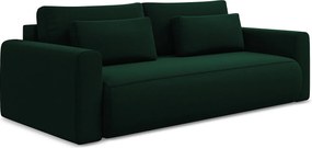 Kanapa 3-osobowa z funkcją spania - z tkaniny welwetowej - butelkowa zieleń - KAPUA