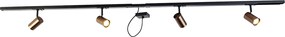 System szynowy 1-fazowy ciemny brąz z 4 reflektorami i kwadratowym zasilaczem - Jeana