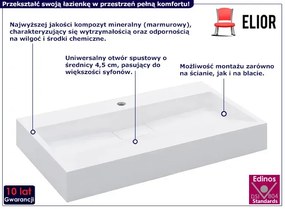 Biała umywalka z kompozytu mineralnego Ivaron