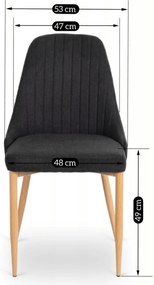 Zestaw Stół Prostokątny Rozkładany do Jadalni EDWIN 160-260 cm Dąb Złoty/Czarny i 4 Krzesła Tapicerowane TORINO Czarne