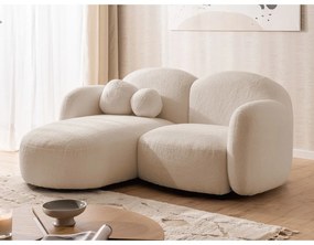 Jasnobrązowy narożnik z materiału bouclé (lewostronny/z szezlongiem) Orbit – Ropez