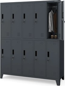 Metalowa szatnia 10-skrytkowa Bartek 136x45x172 cm, antracyt