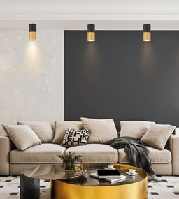 Czarno-złota lampa sufitowa tuba F6-D81