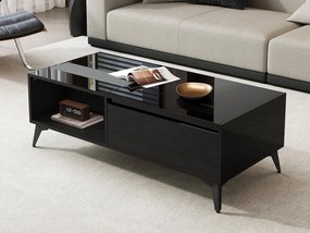 Nowoczesna stolik kawowy regulowany 110x50x48 cm - z przegródką do przechowywania - Otwarte półki - Czarny