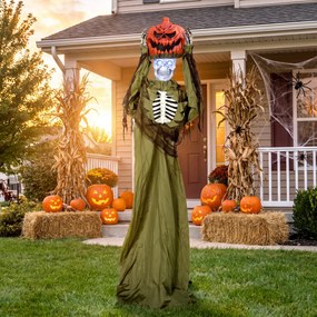 HOMCOM Animowany wyskakujący dyniowy szkielet, 173 cm, przerażająca dekoracja Halloween z oświetleniem oraz aktywacją dźwiękową i dotykową | Aosom PL